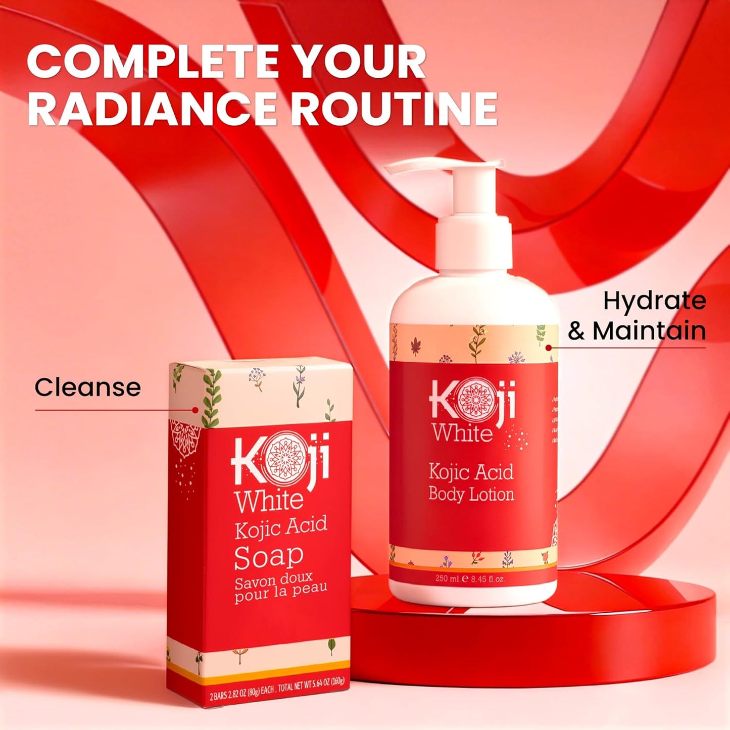 Kojic Acid Skin Brightening Body Lotion - Body Moisturizer & Skin Firming for Women, Boost Hydrating, Sun Damage Skin, Uneven Skin Tone, Paraben-Free, Vegan, 8.45 Fl Oz Bottle