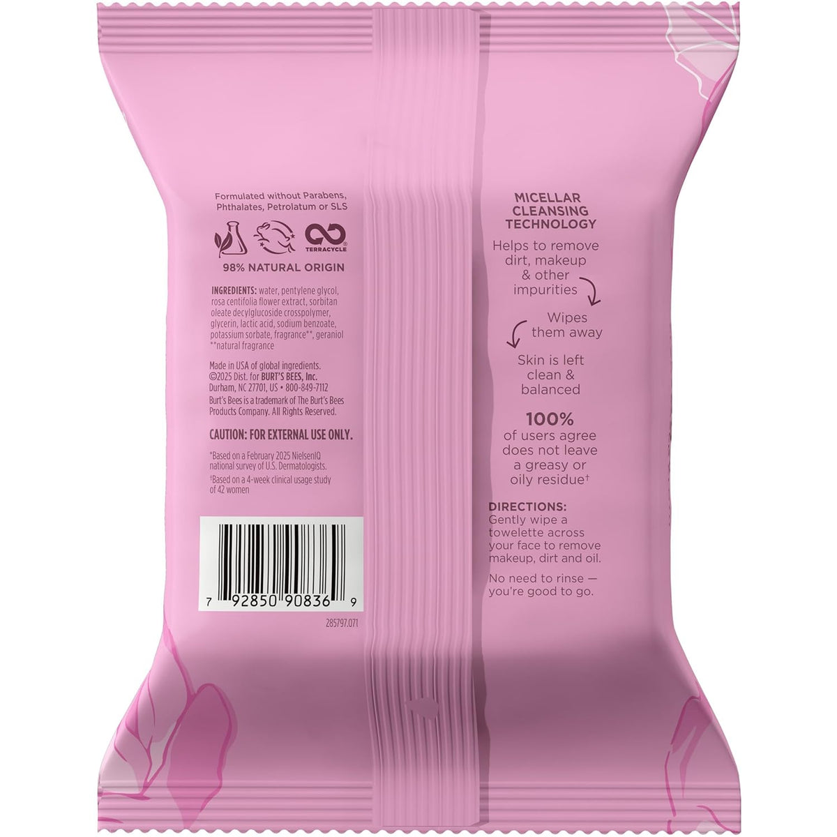 Stocking Stuffers, Rose Water Face Wipes, for All Skin Types, Hydrating Micellar Makeup Remover & Facial Cleansing Towelettes, Skin Care Christmas Gifts, 30 Ct (3-Pack)
